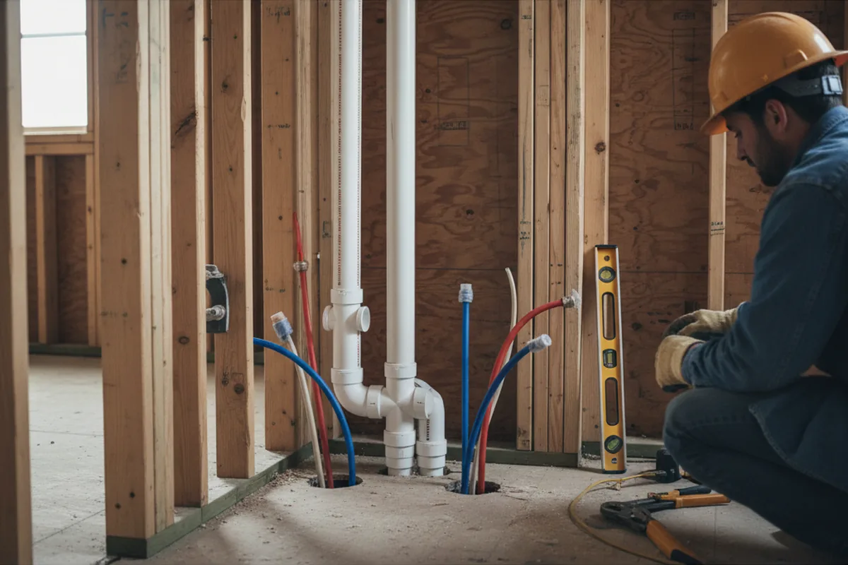 Drain and supply rough-in during Leak Detection in Pocomoke City
