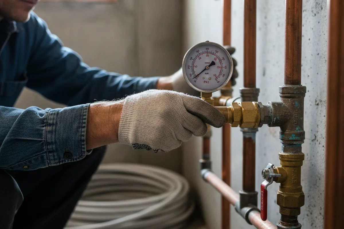 Pressure testing a repaired line during Water Line Repair in Pocomoke City